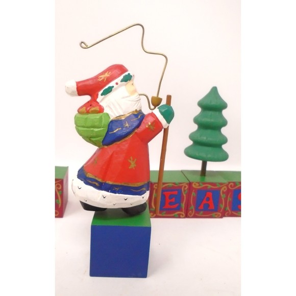 Midwest Importers All Wood "Tis the Season" Santa & Wooden Blocks #13737-6 - Picture 3 of 15